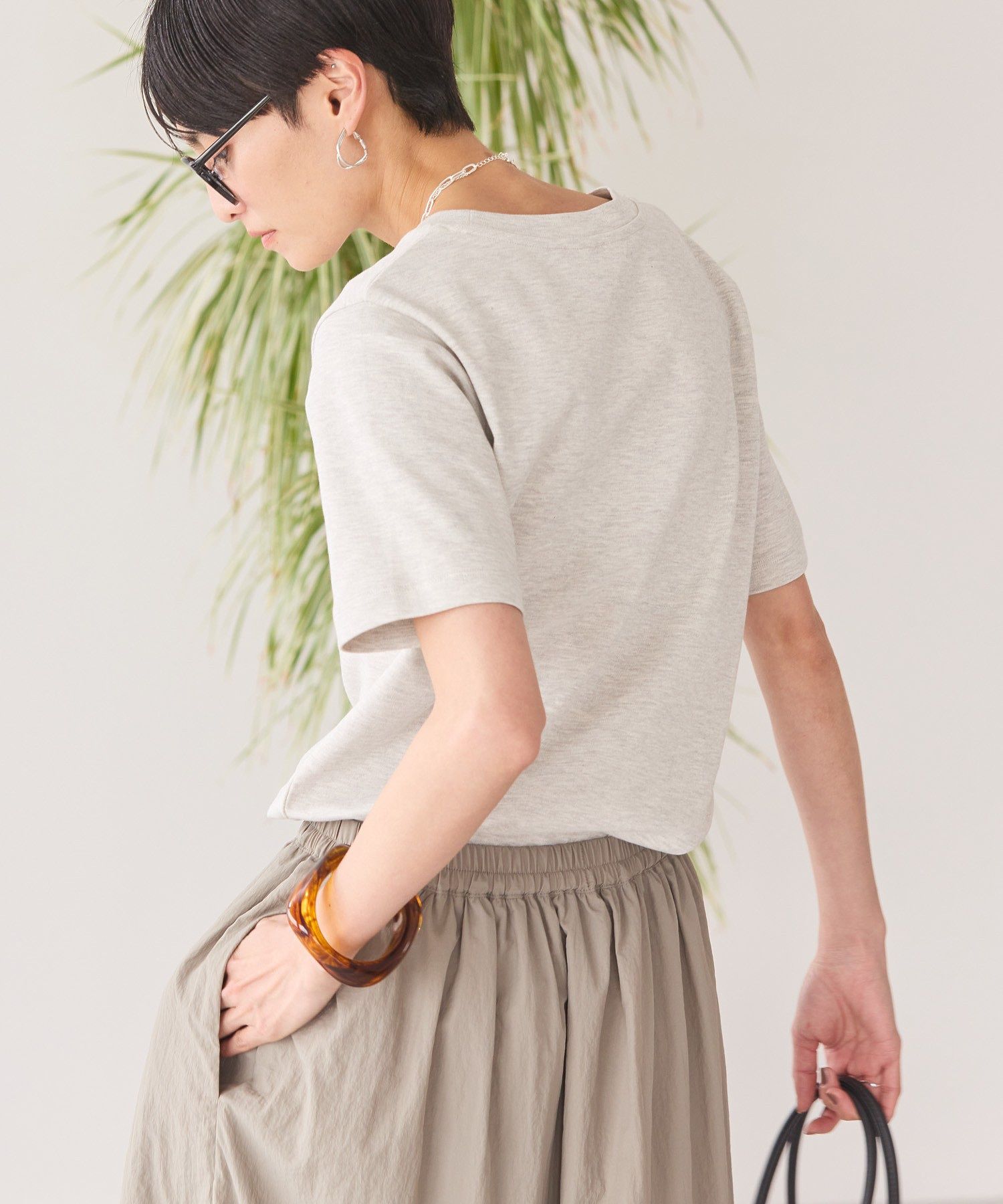 アメリカンホリック AMERICAN HOLIC きれいめコットンベーシックTシャツ(5分袖) （ピスタチオ） ピスタチオ