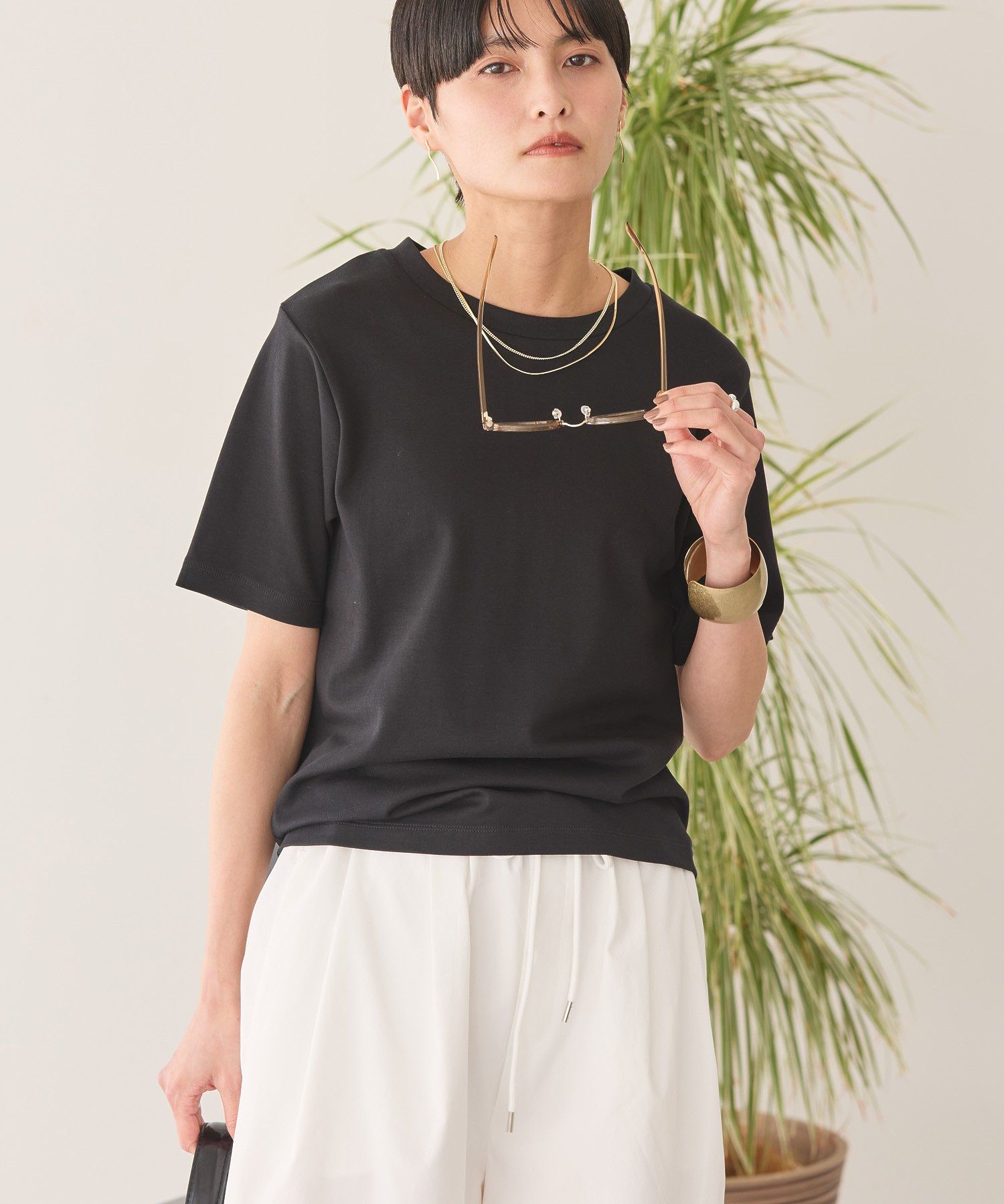 アメリカンホリック AMERICAN HOLIC きれいめコットンベーシックTシャツ(5分袖) （ピスタチオ） ピスタチオ