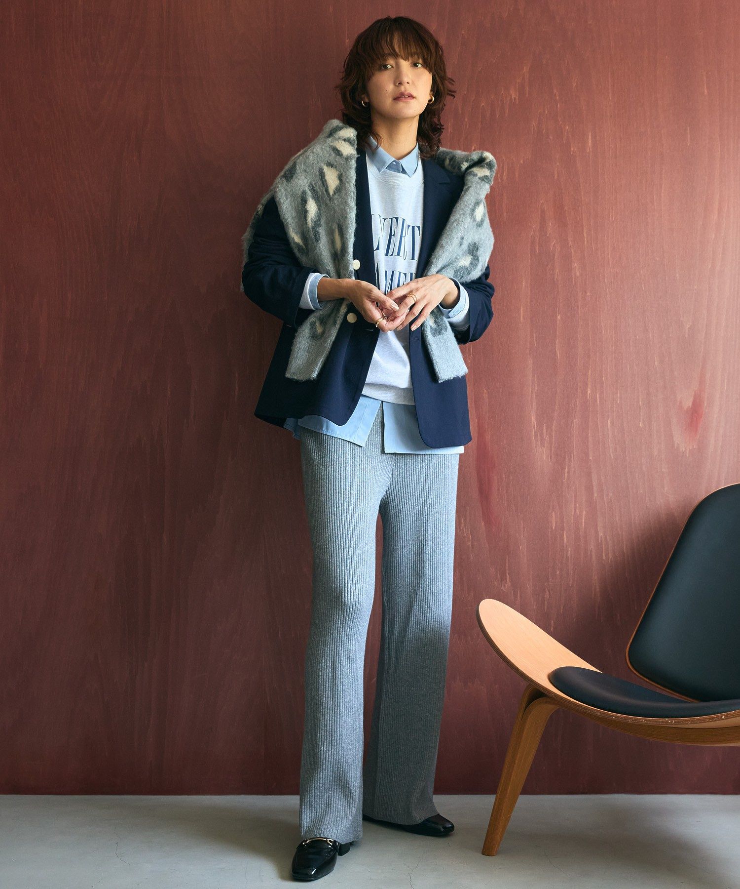 アメリカンホリック AMERICAN HOLIC イージーケアWテーラードジャケット （ネイビー） ネイビー