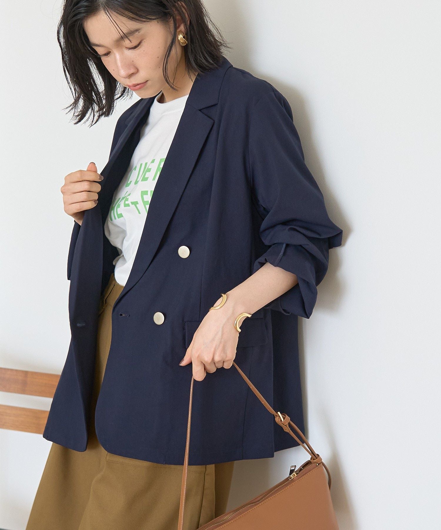 アメリカンホリック AMERICAN HOLIC イージーケアWテーラードジャケット （ネイビー） ネイビー