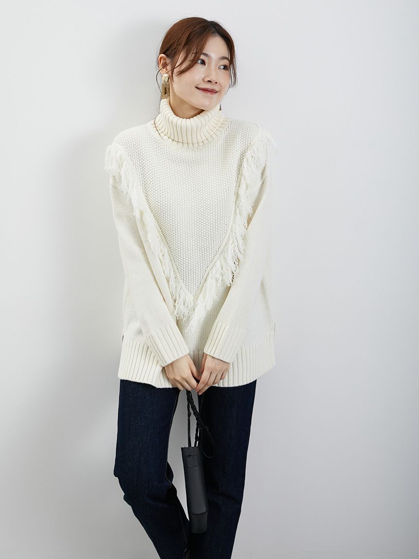 アメリカンホリック AMERICAN HOLIC フリンジケーブルニットプルオーバー （OffWhite） OffWhite
