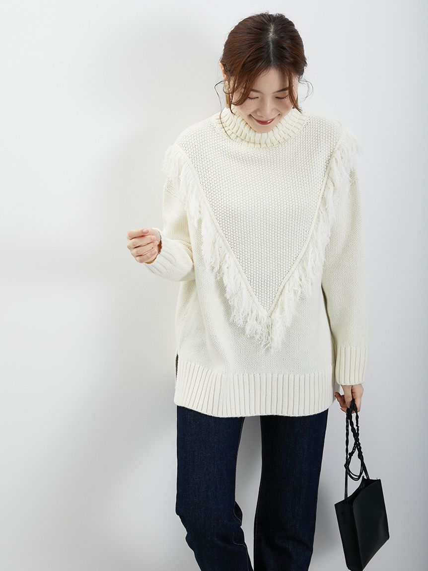 アメリカンホリック AMERICAN HOLIC フリンジケーブルニットプルオーバー （OffWhite） OffWhite