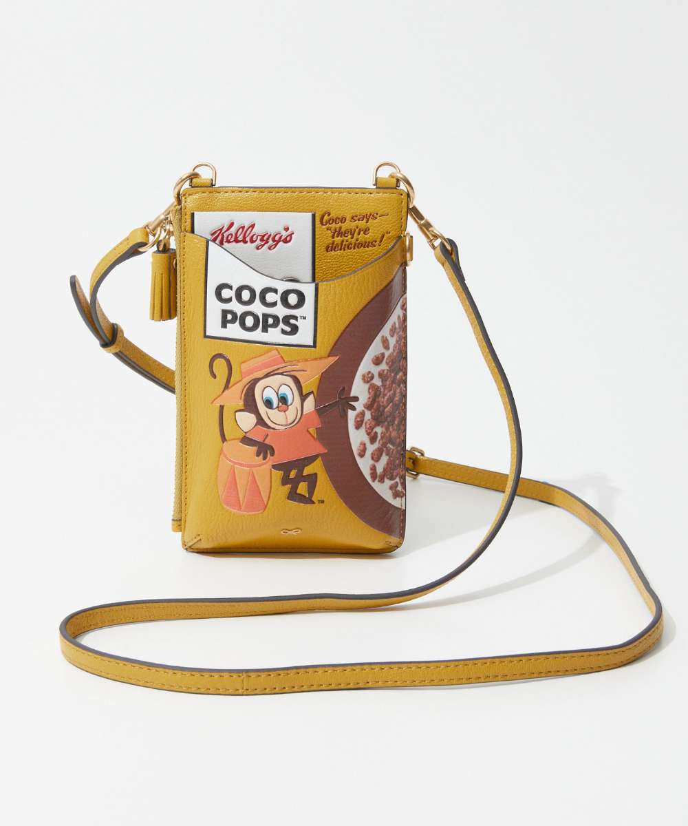アニヤハインドマーチ Anya Hindmarch 5050925 179744 ショルダーバッグ ココポップス Anya Brands Zip Phone Pouch on Strap Coco Pops in Shiny Capra レディース,マスタード