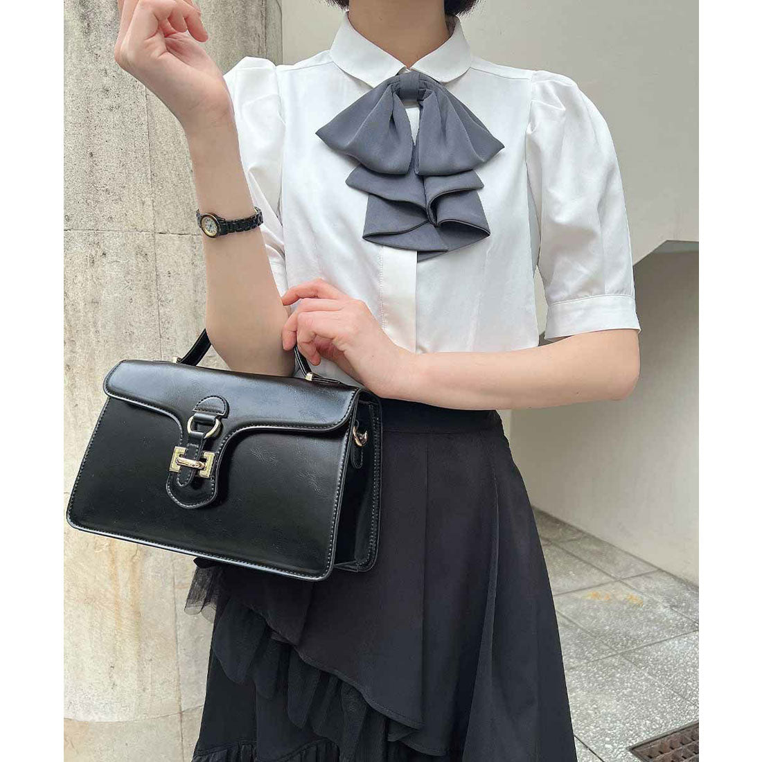 アンアナザーアンジェラス an another angelus 【WEB限定】ベルトフラップハンドバッグ （BLACK） BLACK