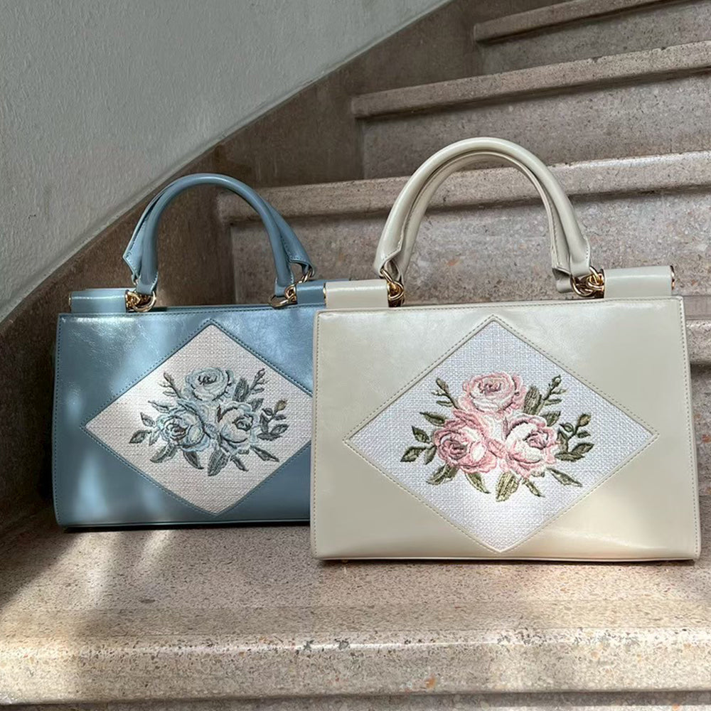 アンアナザーアンジェラス an another angelus 【大人気！】ローズ刺繍トートバッグ （IVORY） IVORY