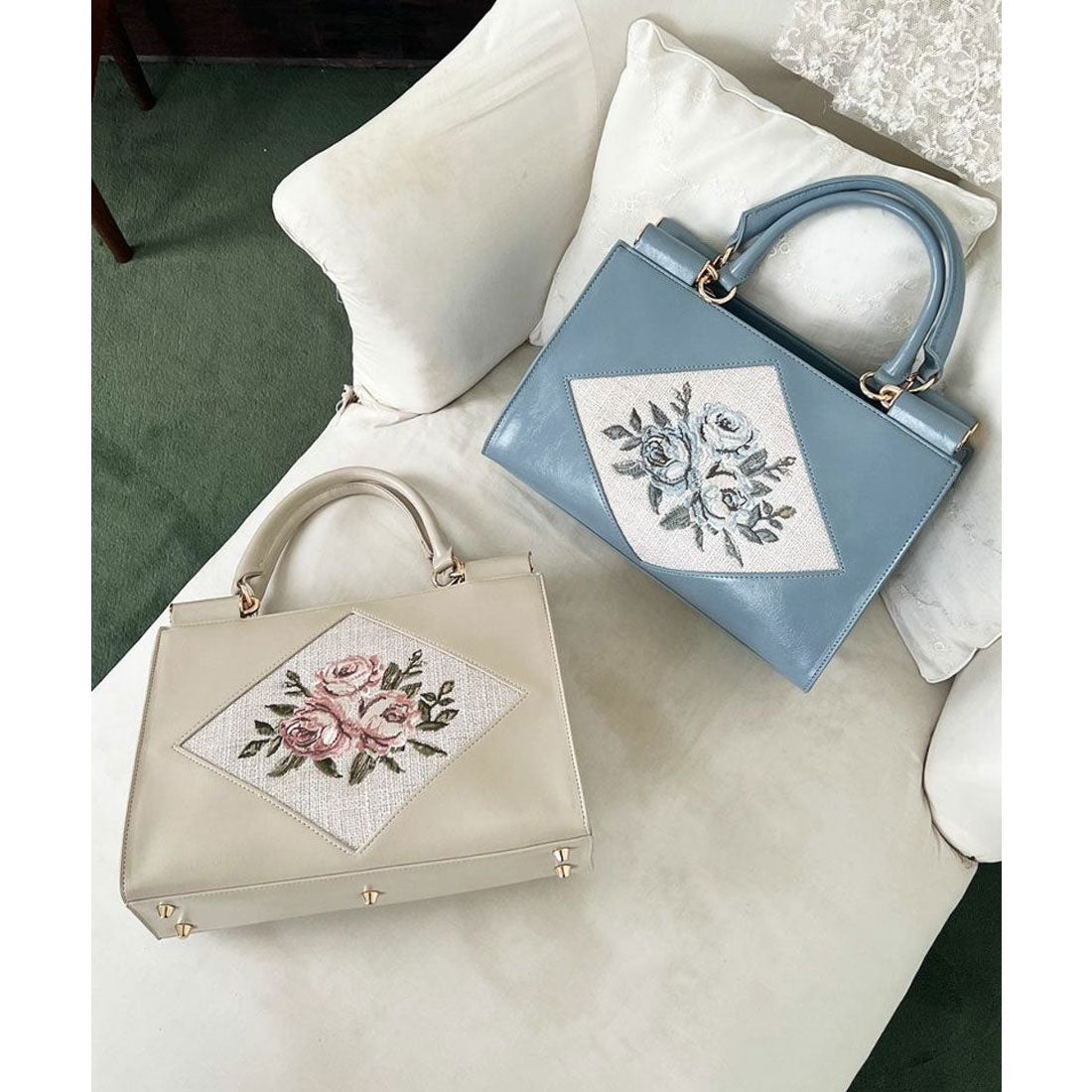 アンアナザーアンジェラス an another angelus 【大人気！】ローズ刺繍トートバッグ （IVORY） IVORY