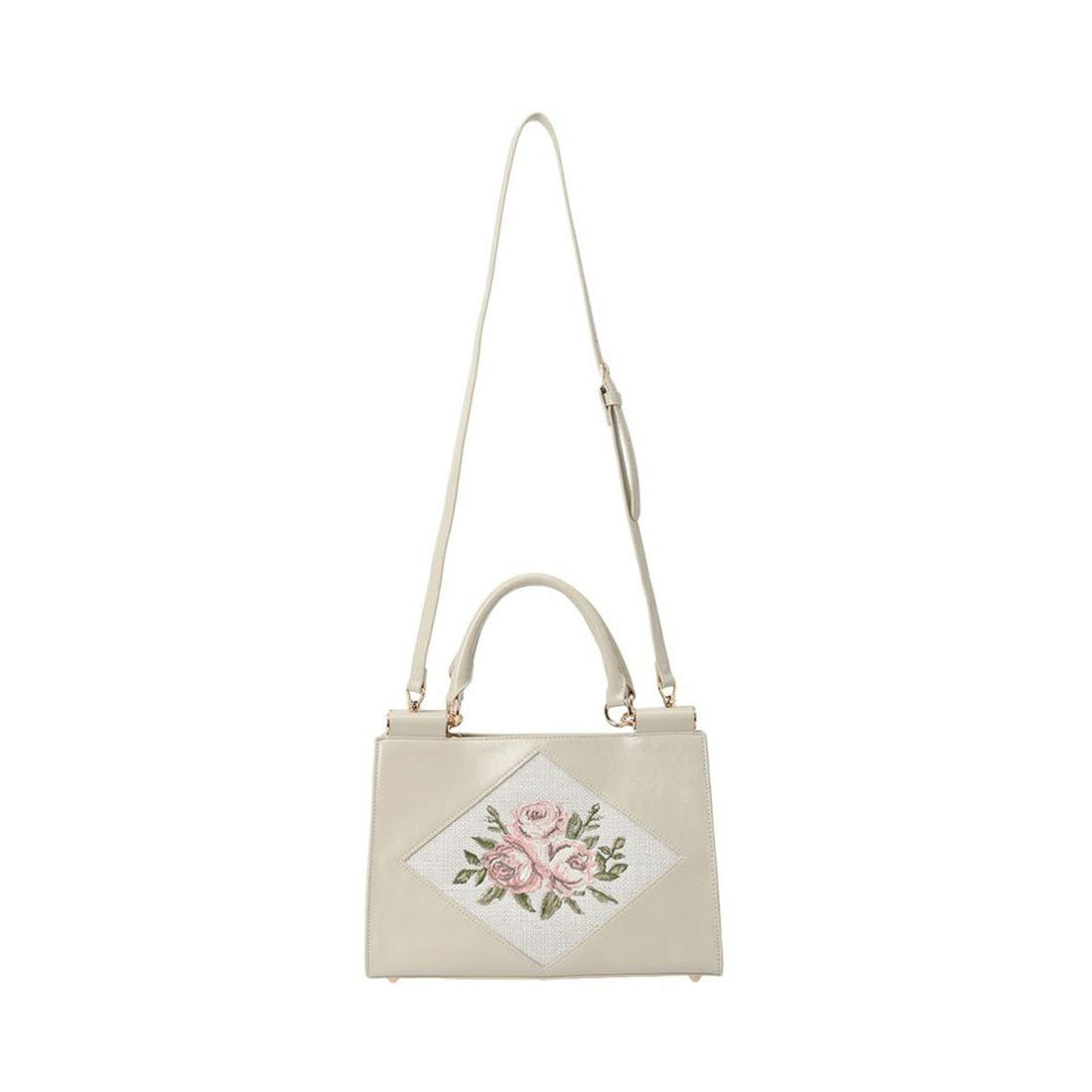 アンアナザーアンジェラス an another angelus 【大人気！】ローズ刺繍トートバッグ （IVORY） IVORY