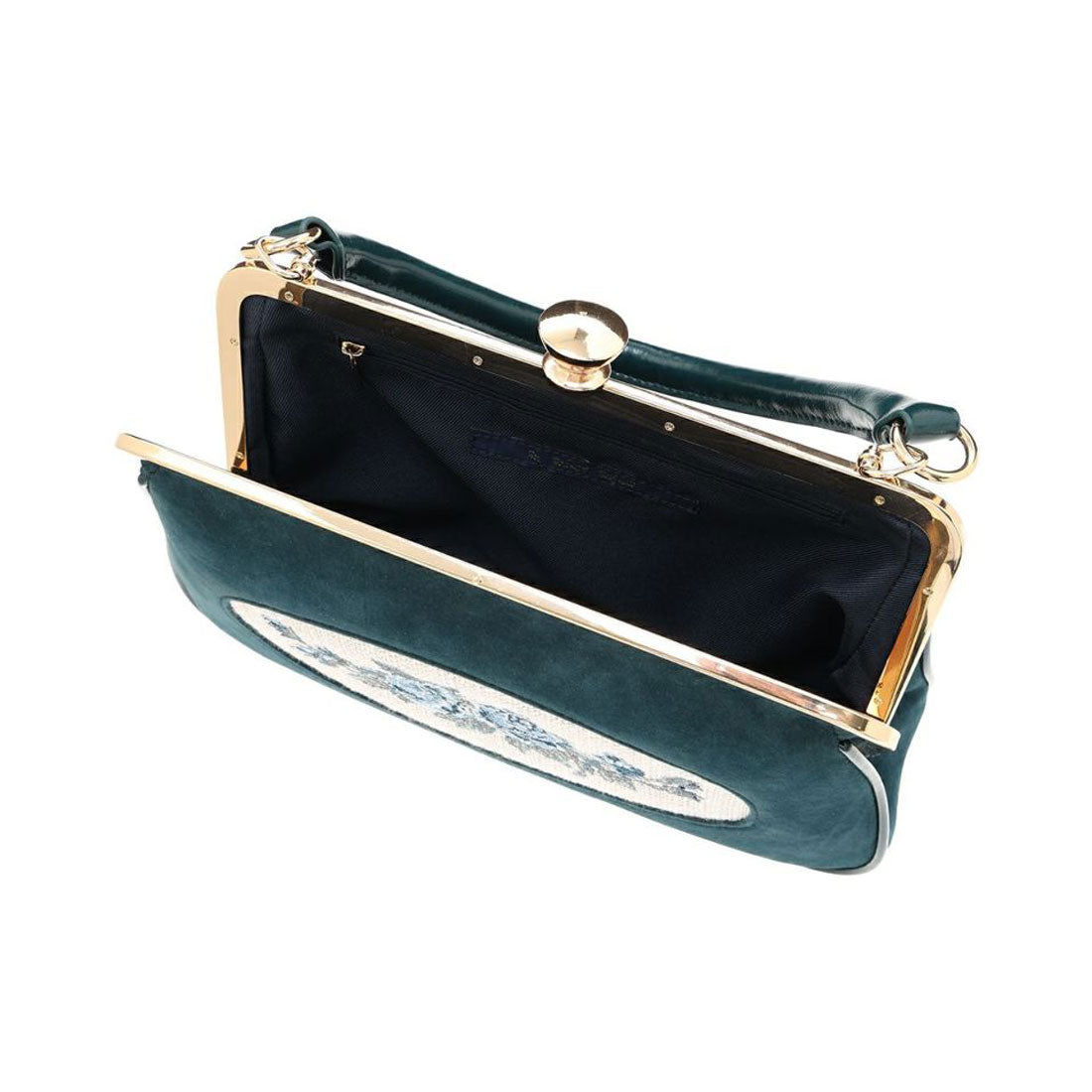 アンアナザーアンジェラス an another angelus フレームローズ刺繍クロップドがま口バッグ （BLUE GREEN） BLUE GREEN