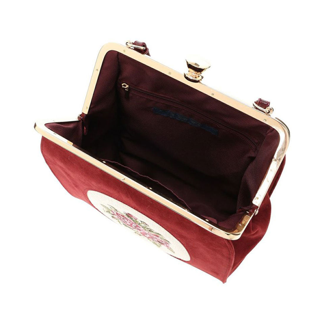 アンアナザーアンジェラス an another angelus カメオローズ刺繍スクエアがま口バッグ （BORDEAUX） BORDEAUX