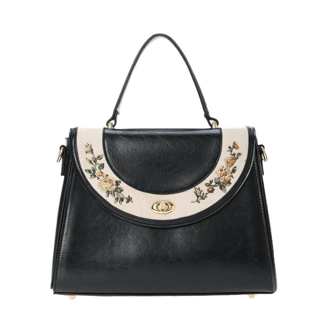 アンアナザーアンジェラス an another angelus サークルフラップ刺繍台形バッグ （BLACK） BLACK