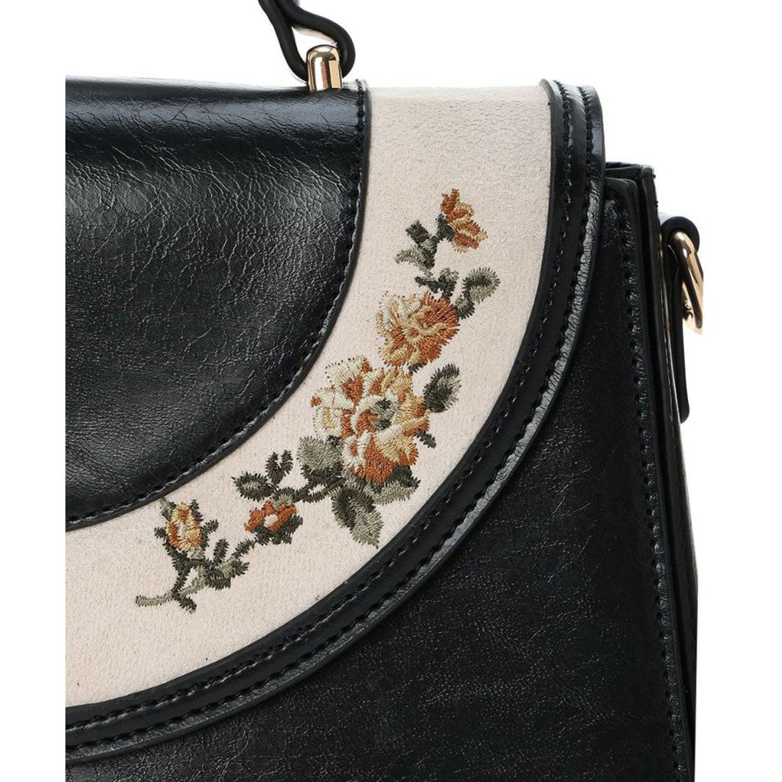 アンアナザーアンジェラス an another angelus サークルフラップ刺繍台形バッグ （BLACK） BLACK