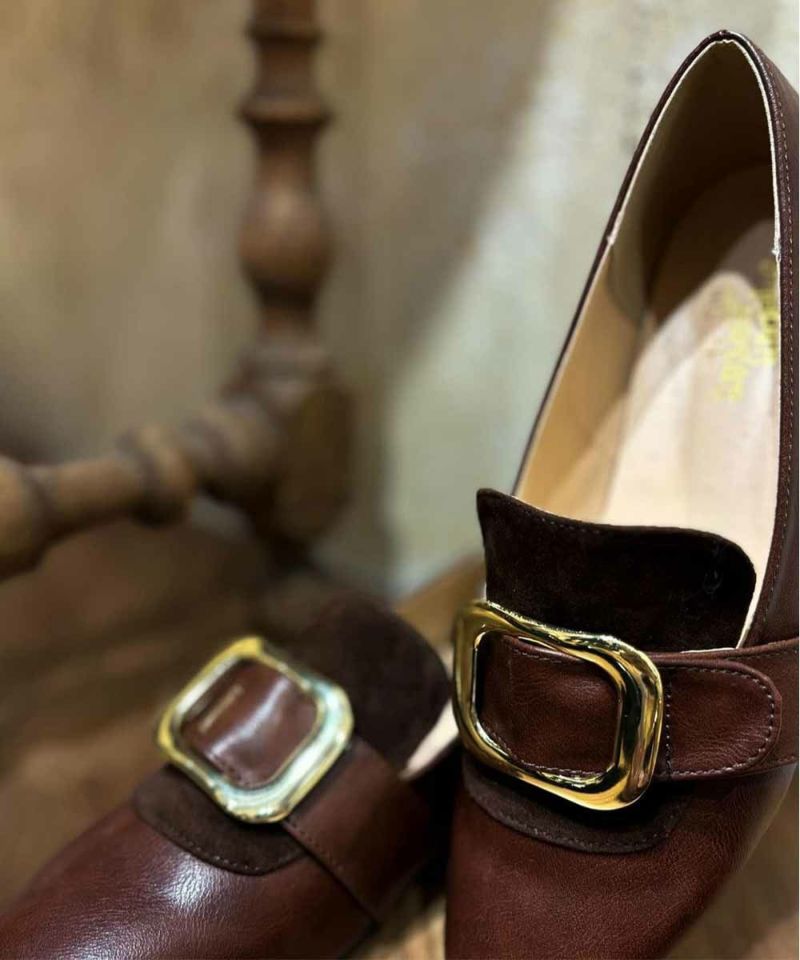 アンアナザーアンジェラス an another angelus バックル使いローヒールシューズ