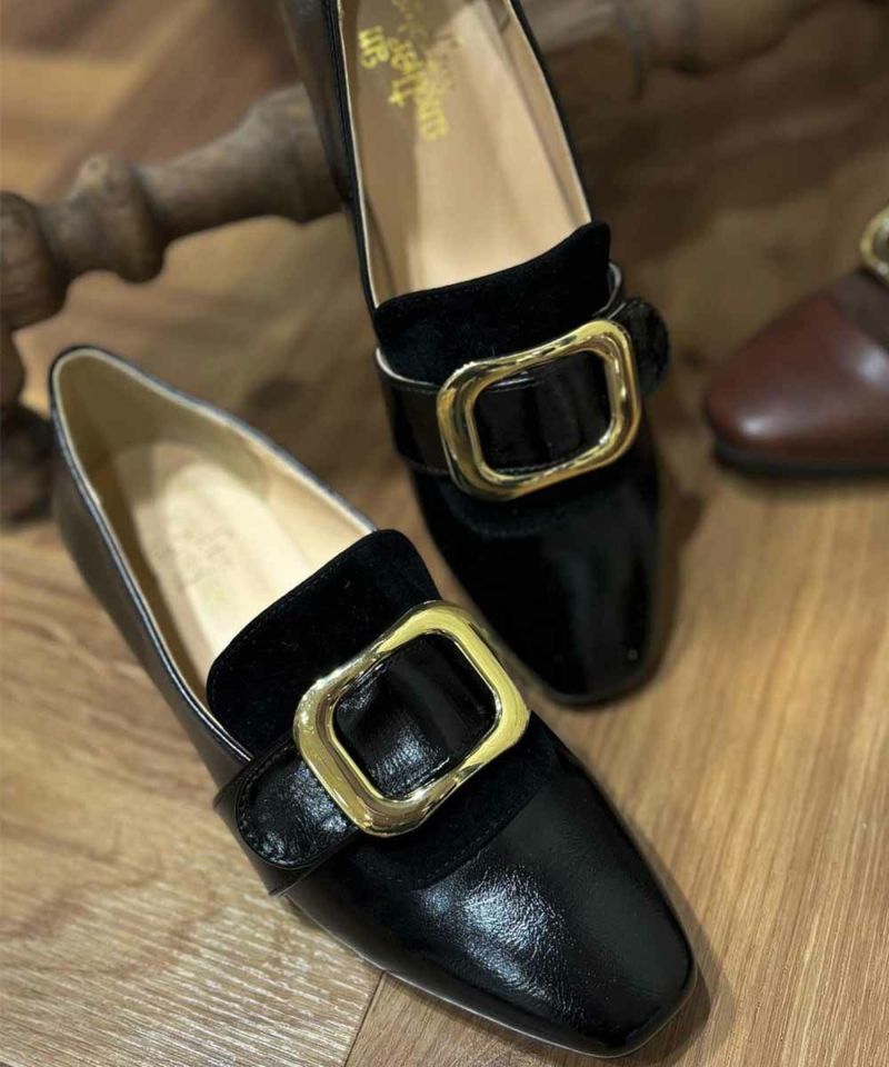 アンアナザーアンジェラス an another angelus バックル使いローヒールシューズ