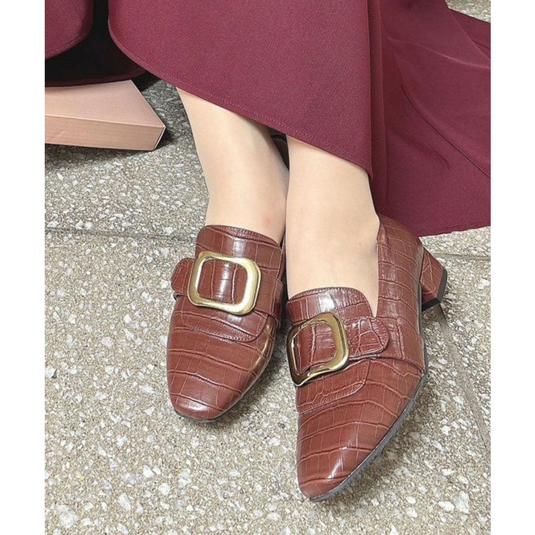 アンアナザーアンジェラス an another angelus バックル使いローヒールシューズ