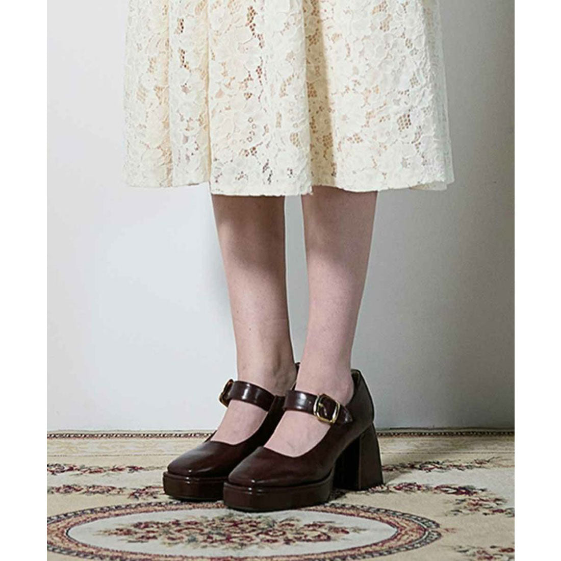 アンアナザーアンジェラス an another angelus 楽天ガールズアワード 【モデル着用】ワンストラップ厚底ヒールパンプス （BROWN） BROWN