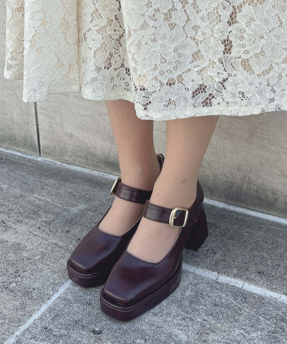 アンアナザーアンジェラス an another angelus 楽天ガールズアワード 【モデル着用】ワンストラップ厚底ヒールパンプス （BROWN） BROWN