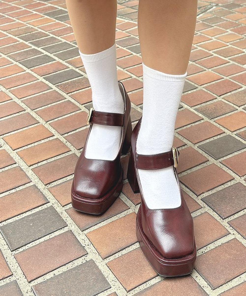 アンアナザーアンジェラス an another angelus 楽天ガールズアワード 【モデル着用】ワンストラップ厚底ヒールパンプス （BROWN） BROWN
