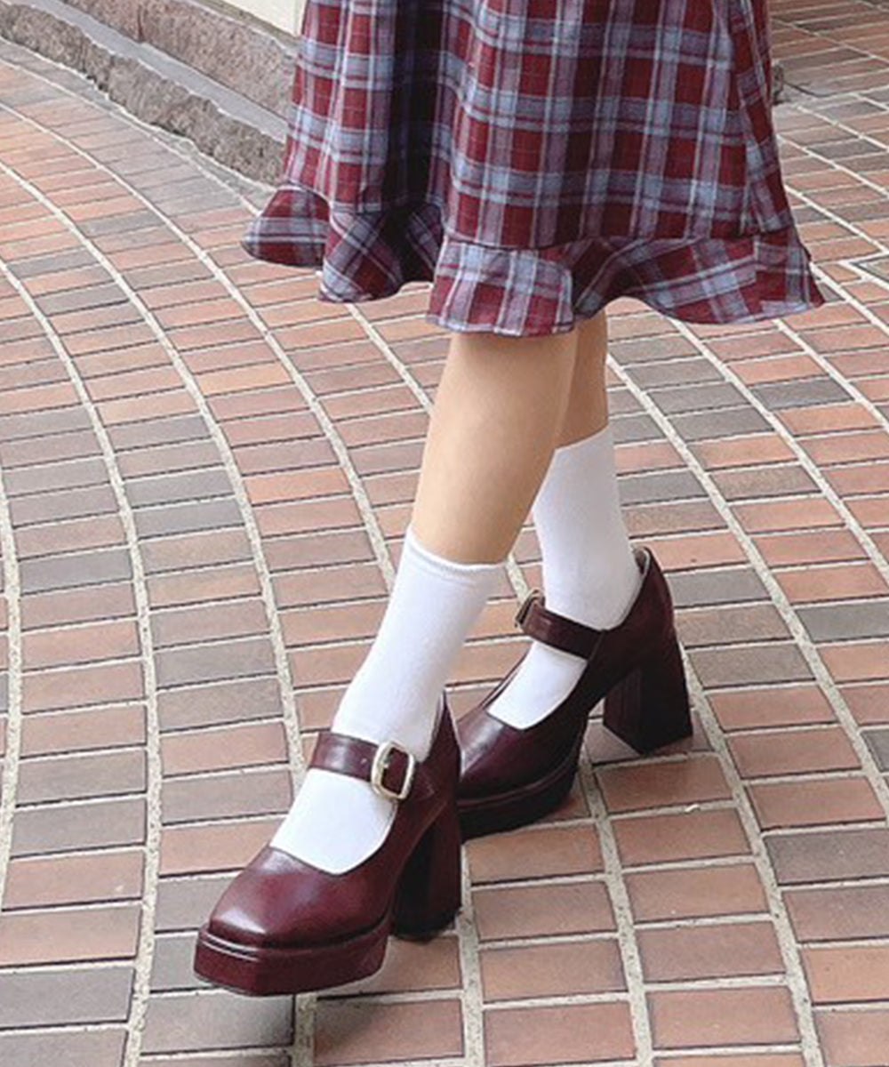 アンアナザーアンジェラス an another angelus 楽天ガールズアワード 【モデル着用】ワンストラップ厚底ヒールパンプス （BROWN） BROWN