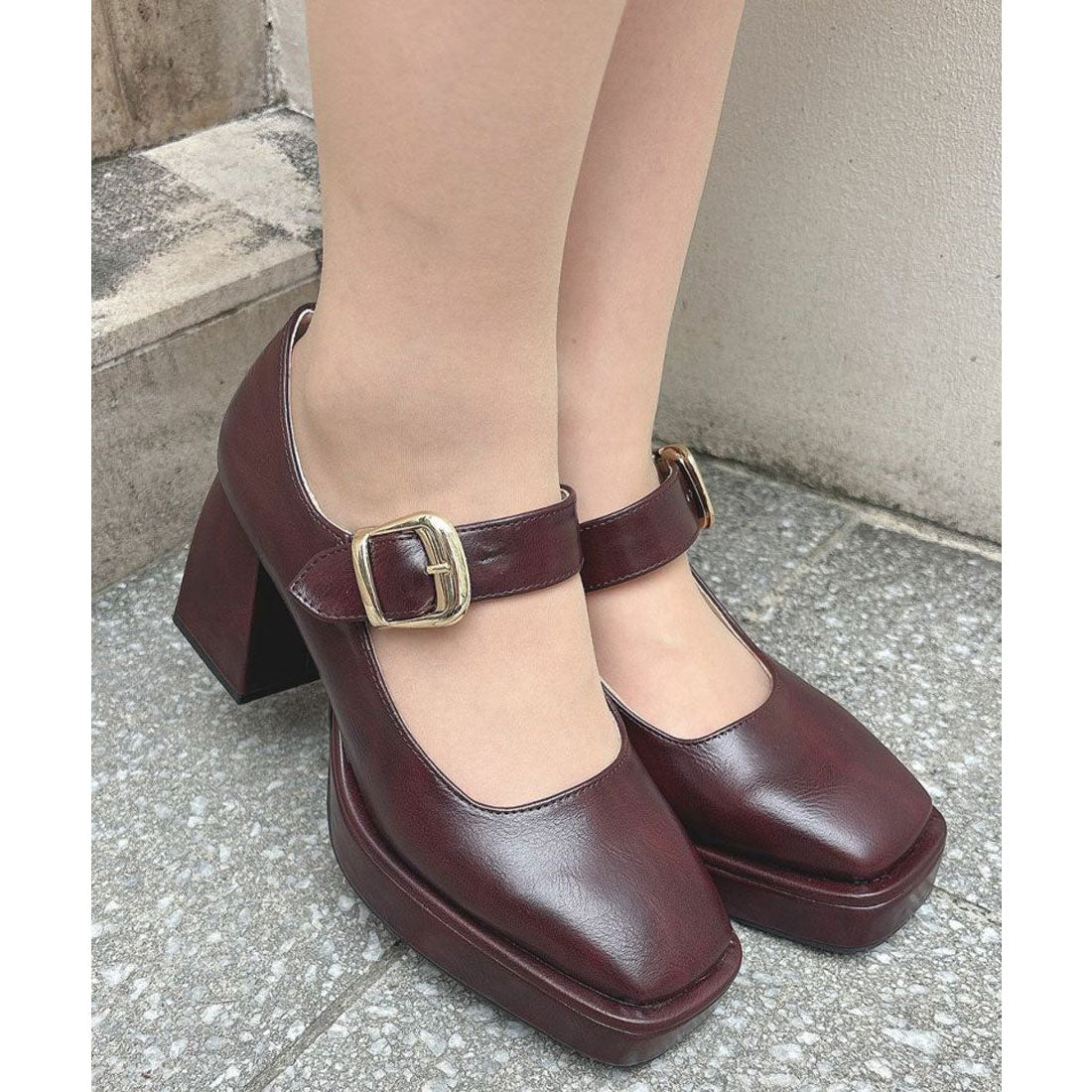 アンアナザーアンジェラス an another angelus 楽天ガールズアワード 【モデル着用】ワンストラップ厚底ヒールパンプス （BROWN） BROWN