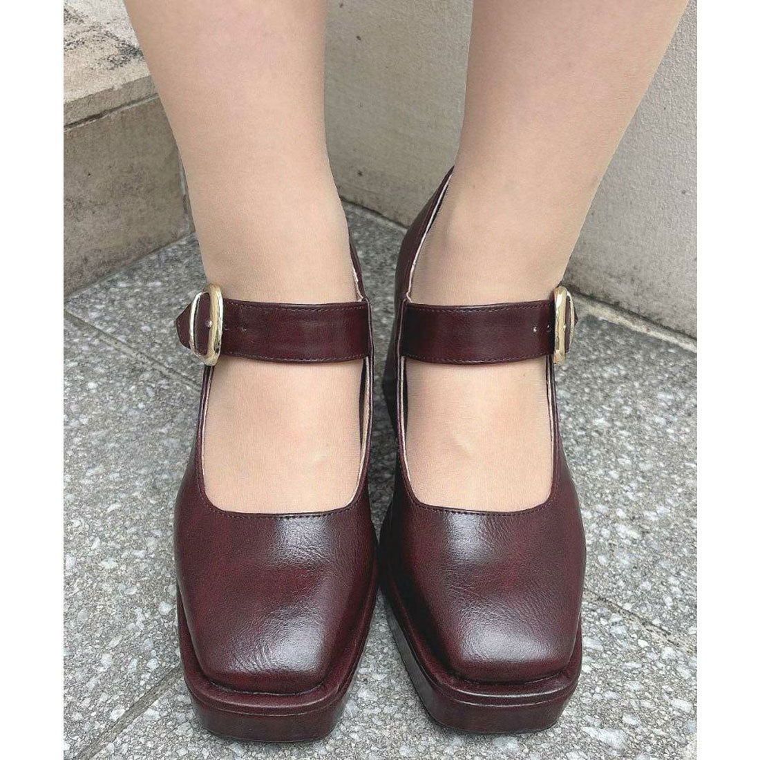 アンアナザーアンジェラス an another angelus 楽天ガールズアワード 【モデル着用】ワンストラップ厚底ヒールパンプス （BROWN） BROWN