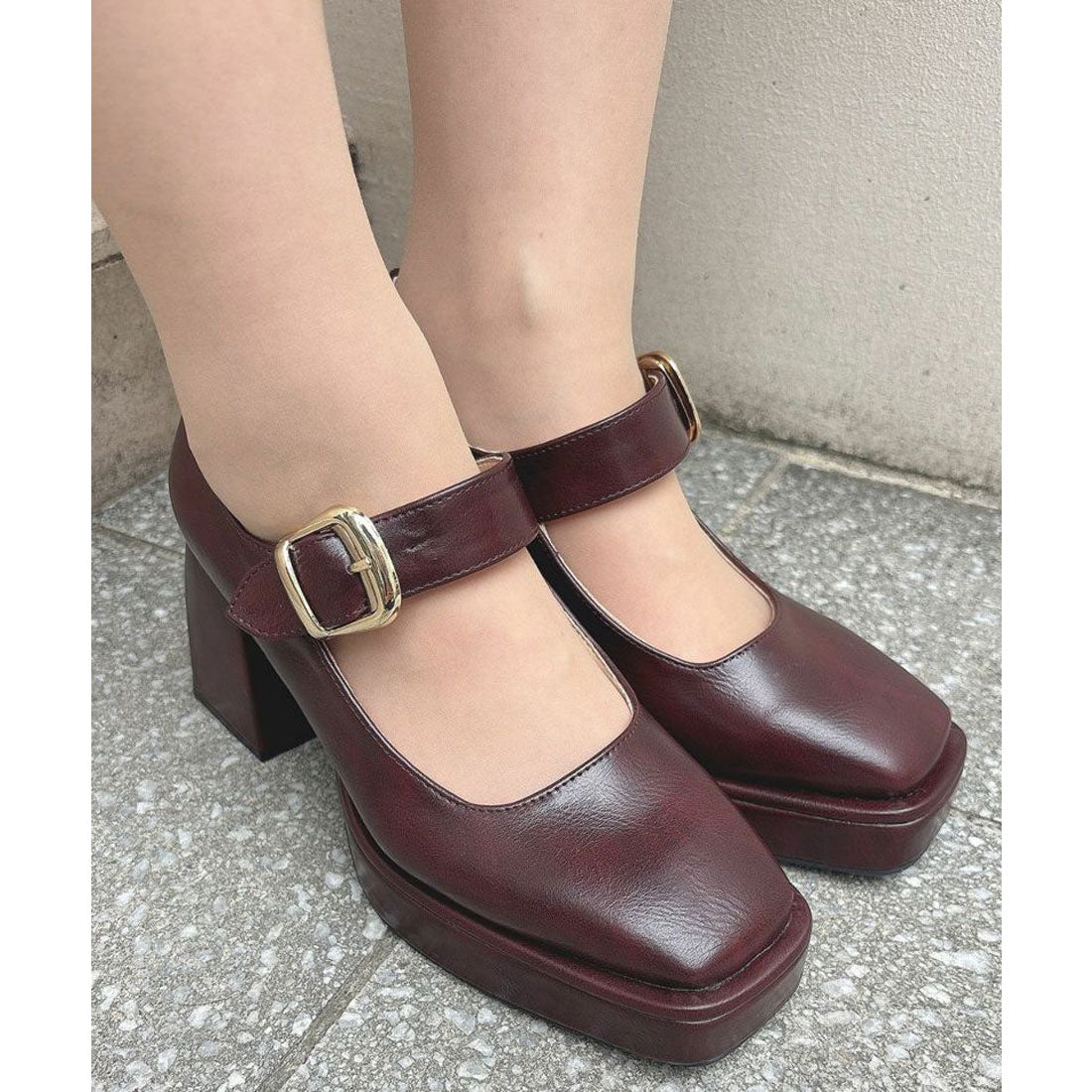 アンアナザーアンジェラス an another angelus 楽天ガールズアワード 【モデル着用】ワンストラップ厚底ヒールパンプス （BROWN） BROWN