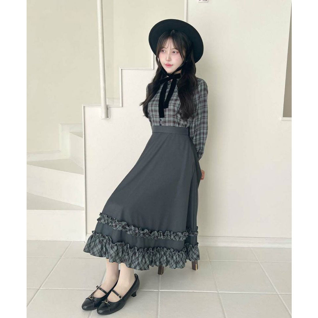 アンアナザーアンジェラス an another angelus ロングベロアリボンキャノチェ （BLACK） BLACK