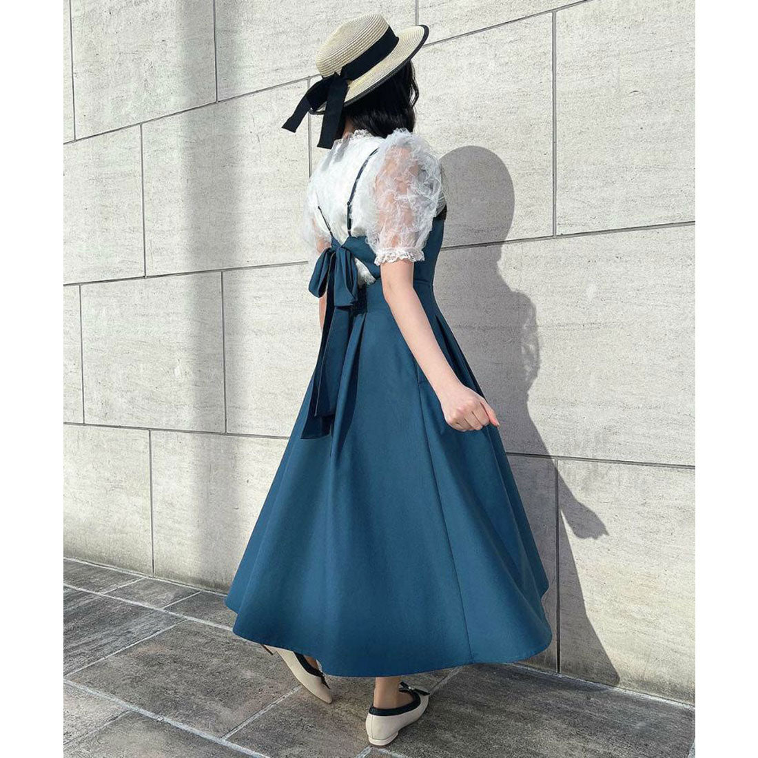 アンアナザーアンジェラス an another angelus 【洗える】バック カッティング キャミ ワンピース  （BLUE GREEN） BLUE GREEN