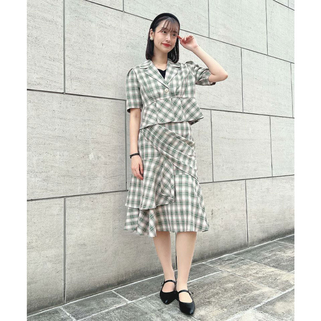 an another angelus an another angelus Rakuten Girls Award 【Model Worn Product】 Checked Draped Ruffle Skirt 【Washable】
