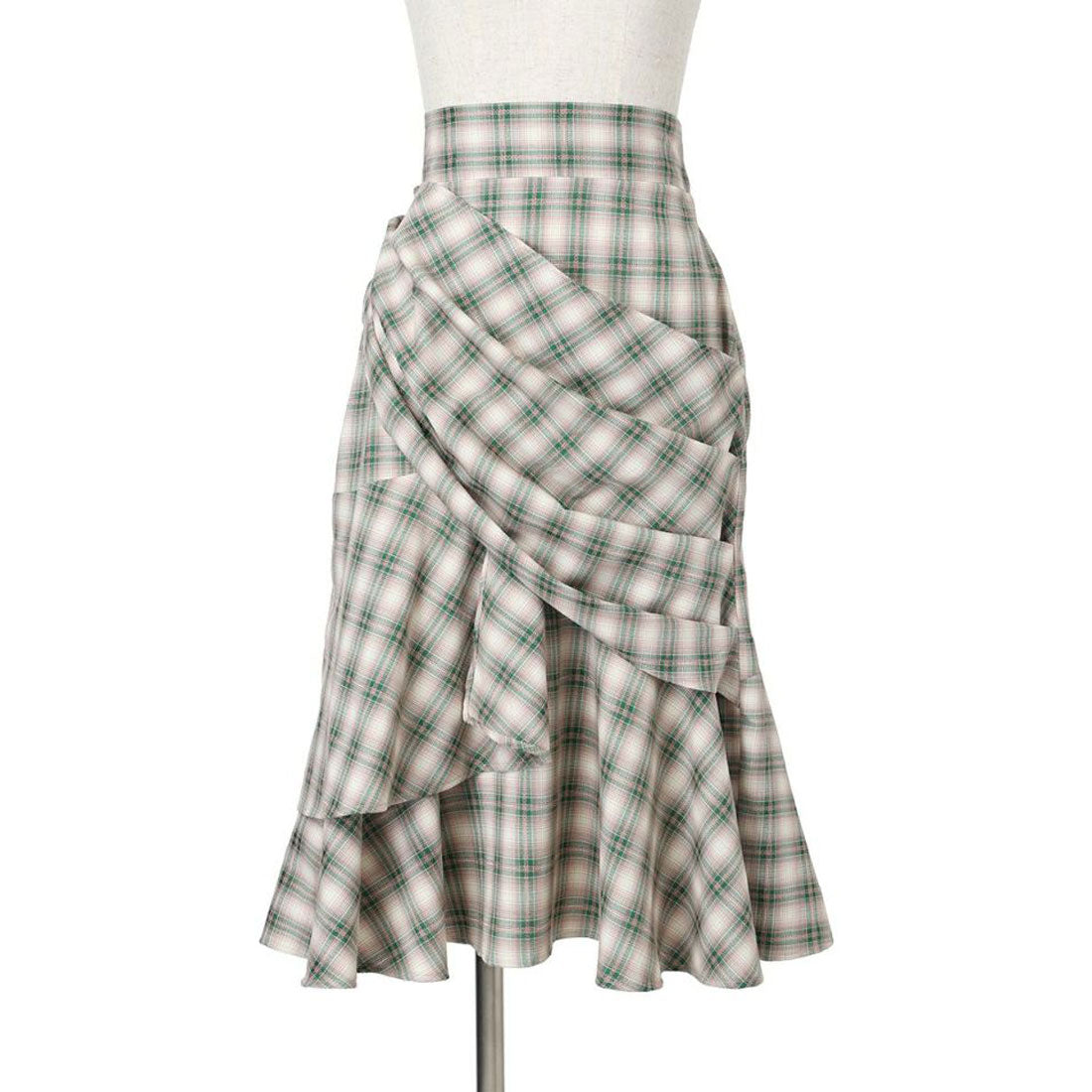 an another angelus an another angelus Rakuten Girls Award 【Model Worn Product】 Checked Draped Ruffle Skirt 【Washable】
