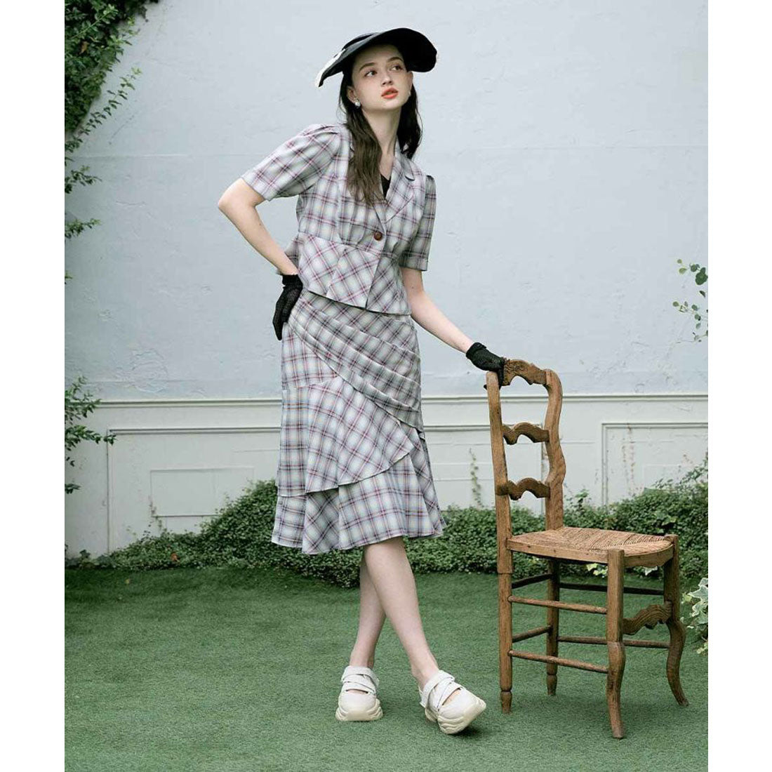 an another angelus an another angelus Rakuten Girls Award 【Model Worn Product】【Washable】 Check Peplum Shirt Jacket