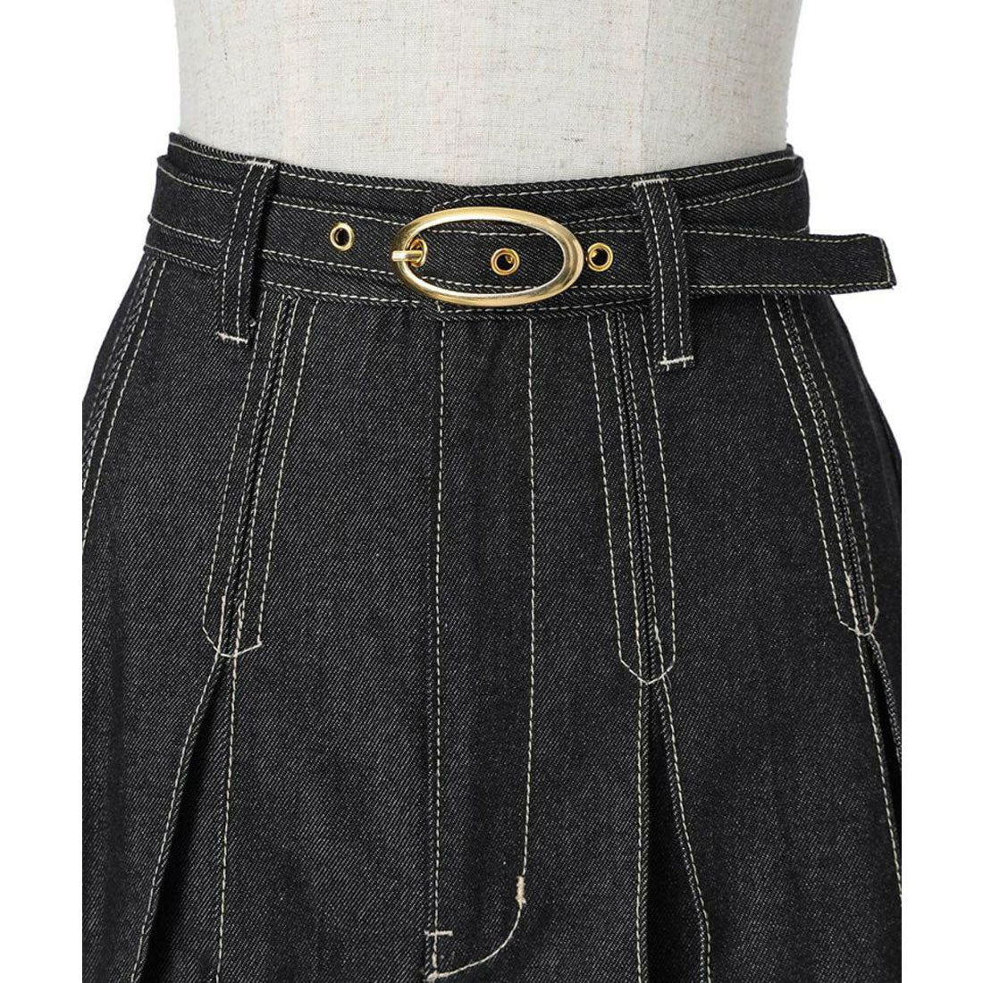 アンアナザーアンジェラス an another angelus ベルト付きボックスタックデニムスカート【洗える】 （L/BLUE） L/BLUE