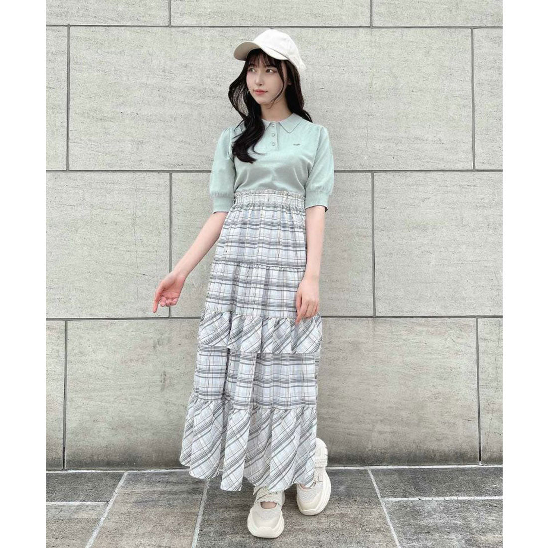 アンアナザーアンジェラス an another angelus 【洗える】ANロゴ刺繍ニットポロ（MINT GRAY） MINT GRAY
