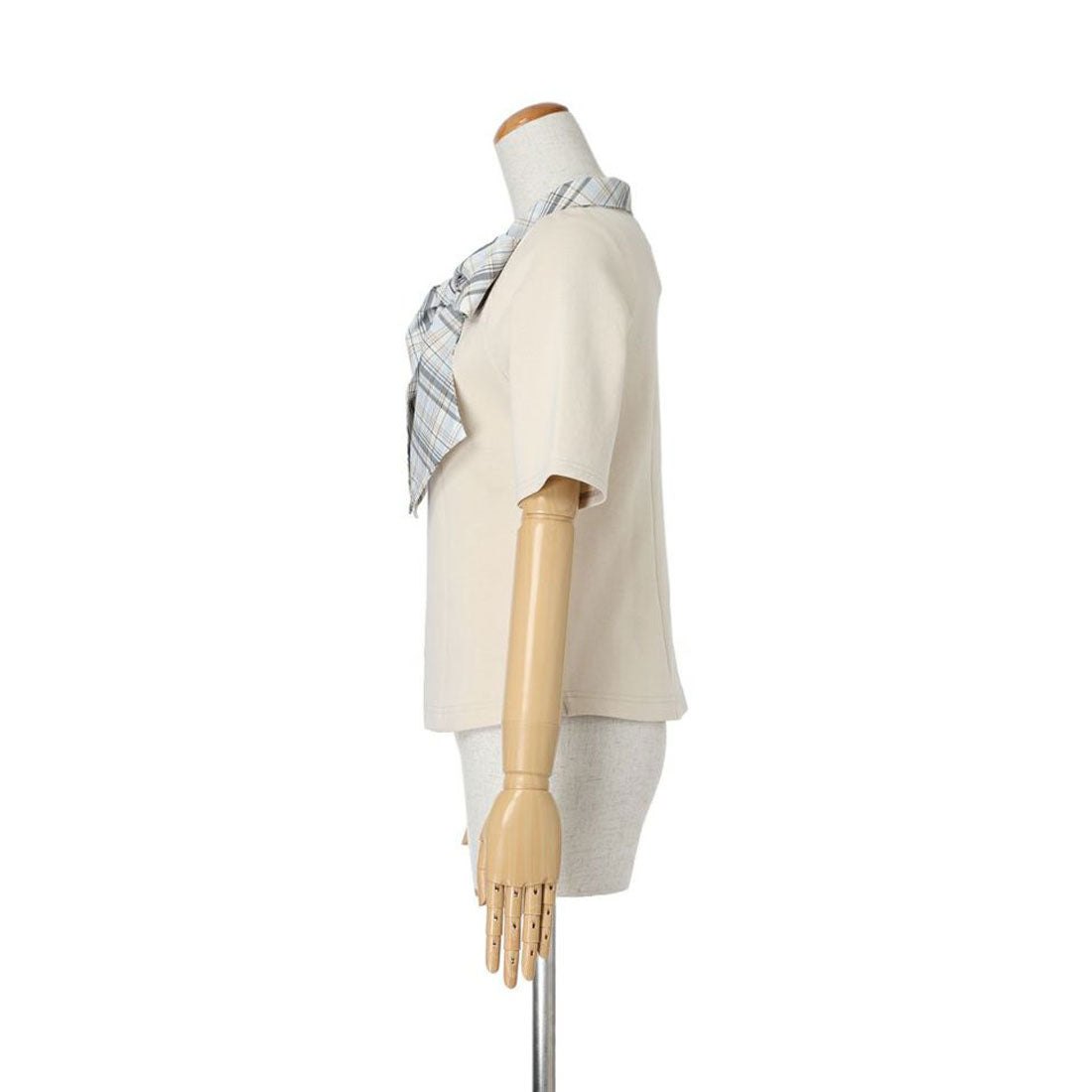 アンアナザーアンジェラス an another angelus 楽天ガールズアワード 【モデル着用商品】【洗える】チェックリボンタイカットトップス （LAV×WH） LAV×WH