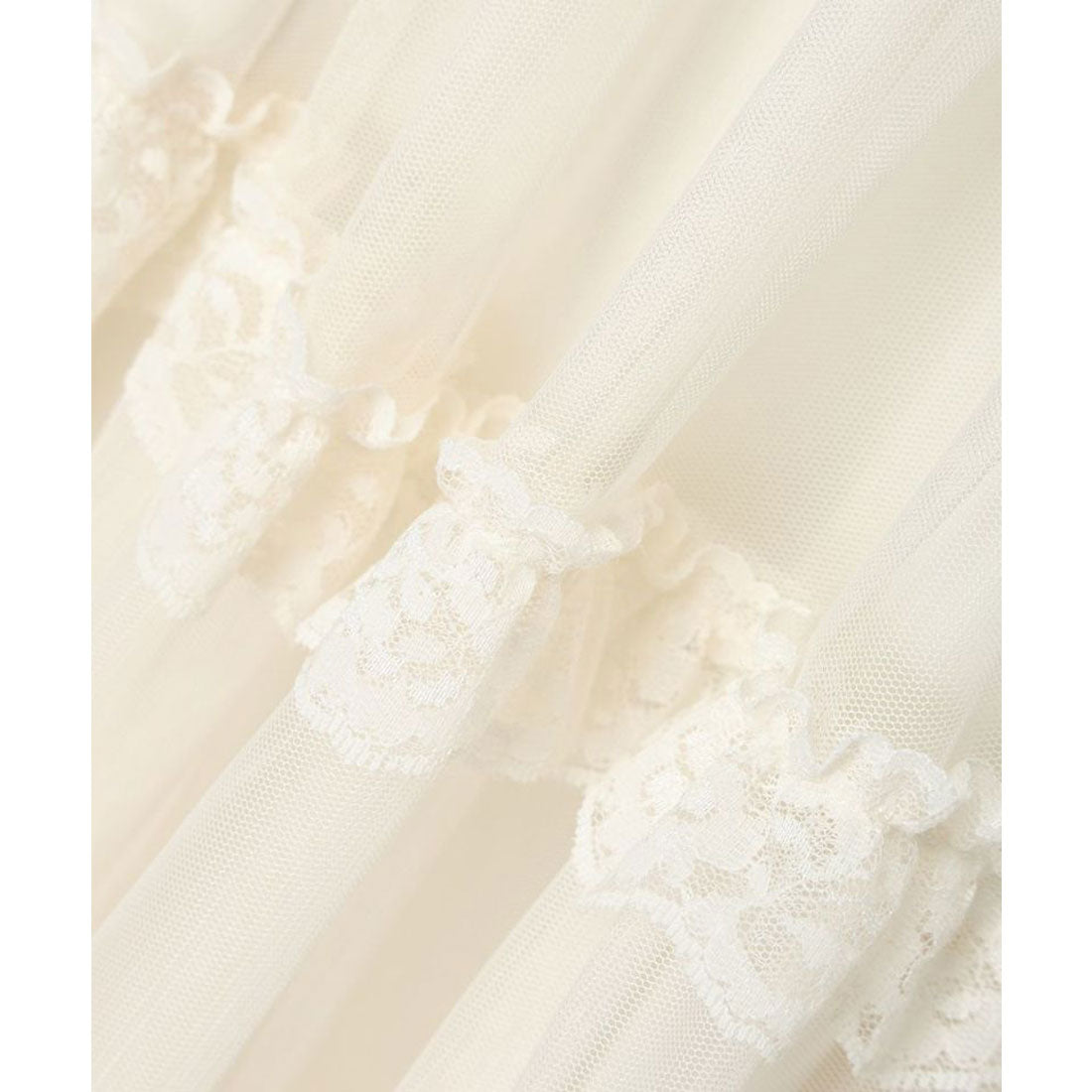 アンアナザーアンジェラス an another angelus 【洗える】レースフリルチュールスカート （OFF WHITE） OFF WHITE