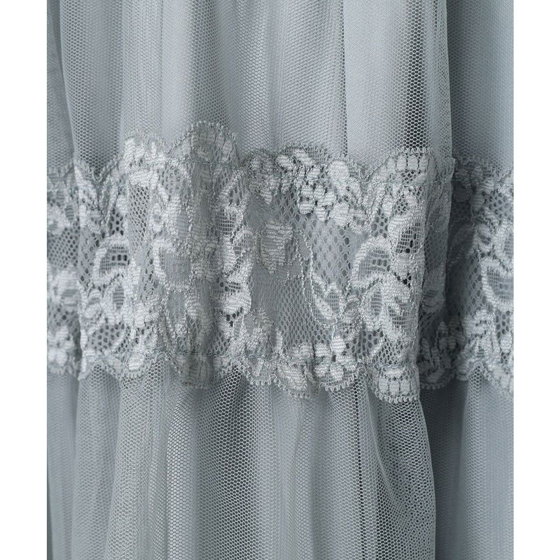 アンアナザーアンジェラス an another angelus 【5色展開・洗える】レース切替チュールティアードスカート （MINT GRAY） MINT GRAY