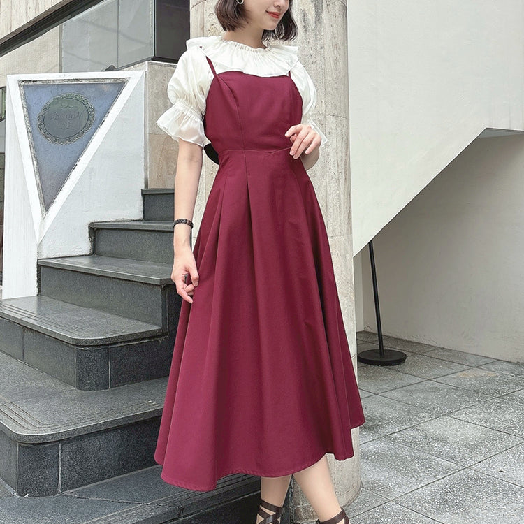 アンアナザーアンジェラス an another angelus 【新色】バックカッティングキャミワンピース （RED） RED
