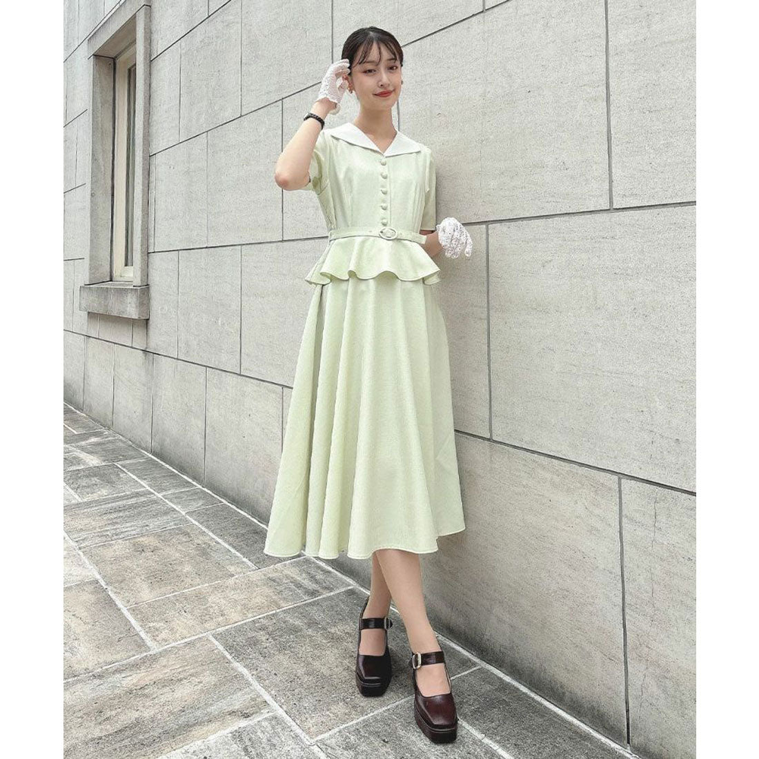 アンアナザーアンジェラス an another angelus クレリックペプラムワンピース （L/GREEN） L/GREEN