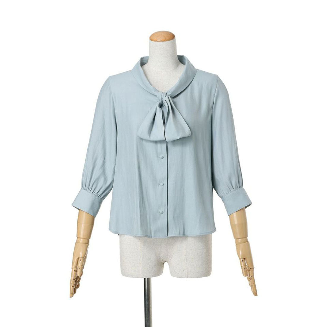 アンアナザーアンジェラス an another angelus 【洗える】ショールカラーボウタイブラウス （BLUE GRAY） BLUE GRAY