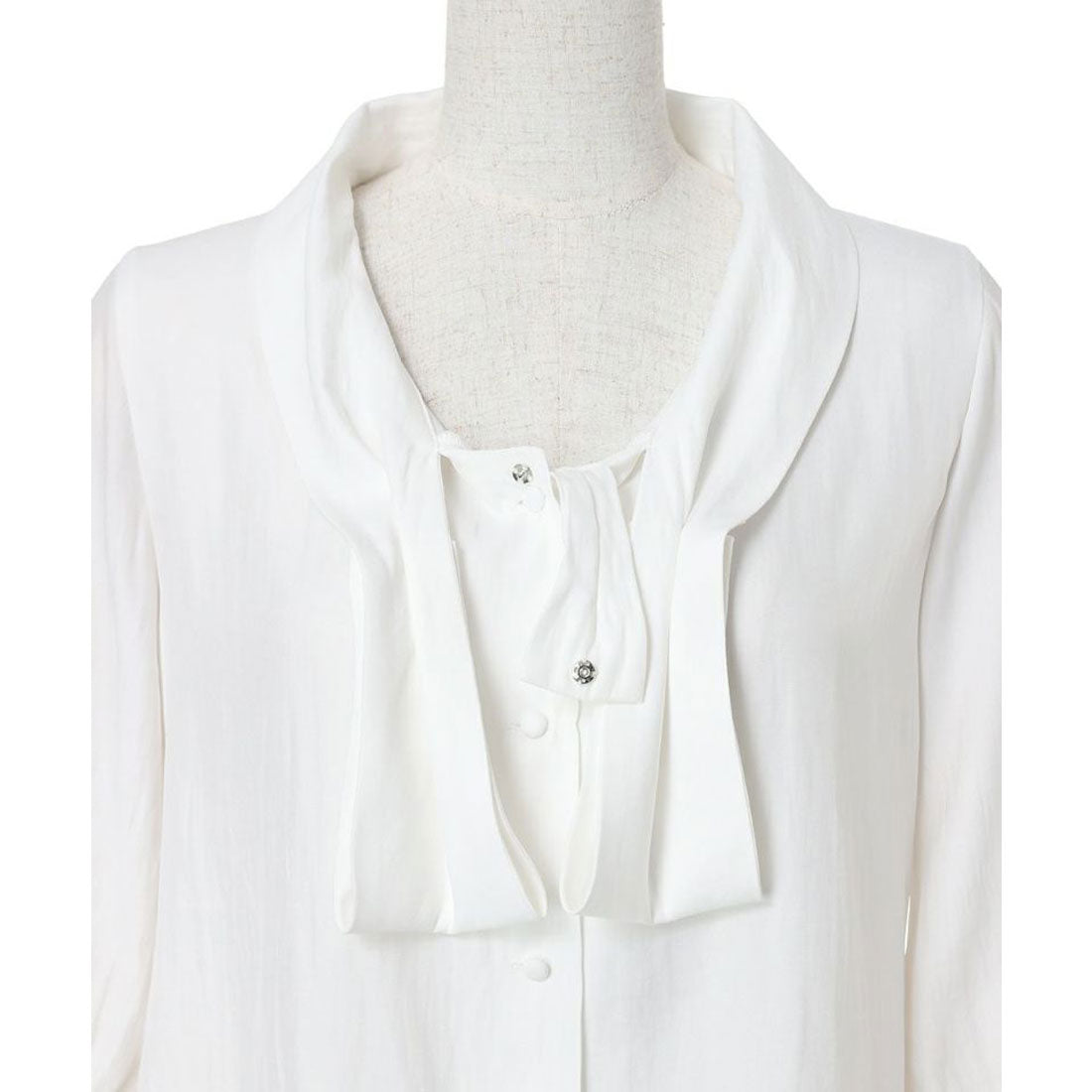 アンアナザーアンジェラス an another angelus 【洗える】ショールカラーボウタイブラウス （BLUE GRAY） BLUE GRAY