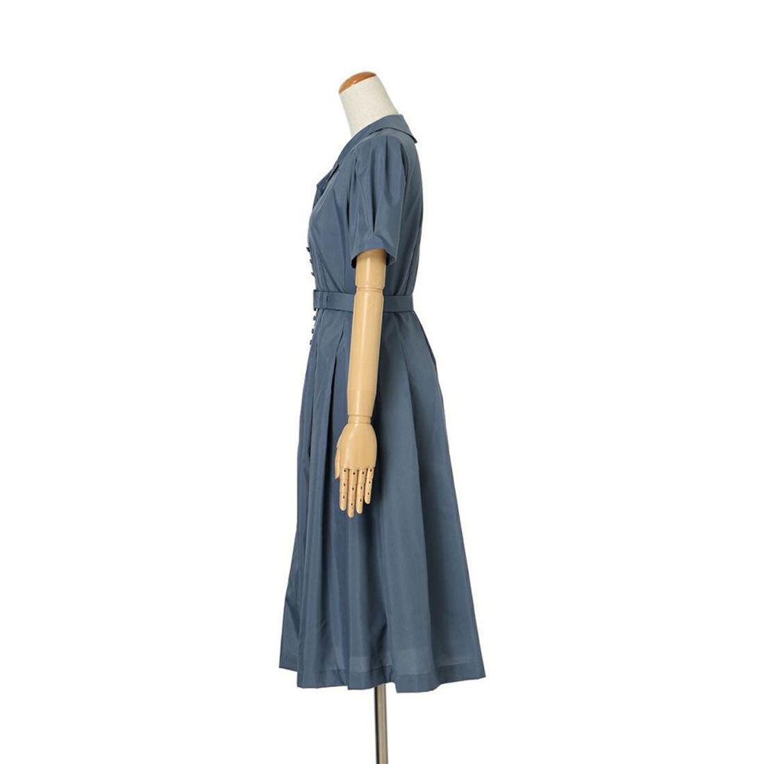 アンアナザーアンジェラス an another angelus 【洗える】レトロ釦使い開衿シャツワンピース （OFF×NAVY） OFF×NAVY