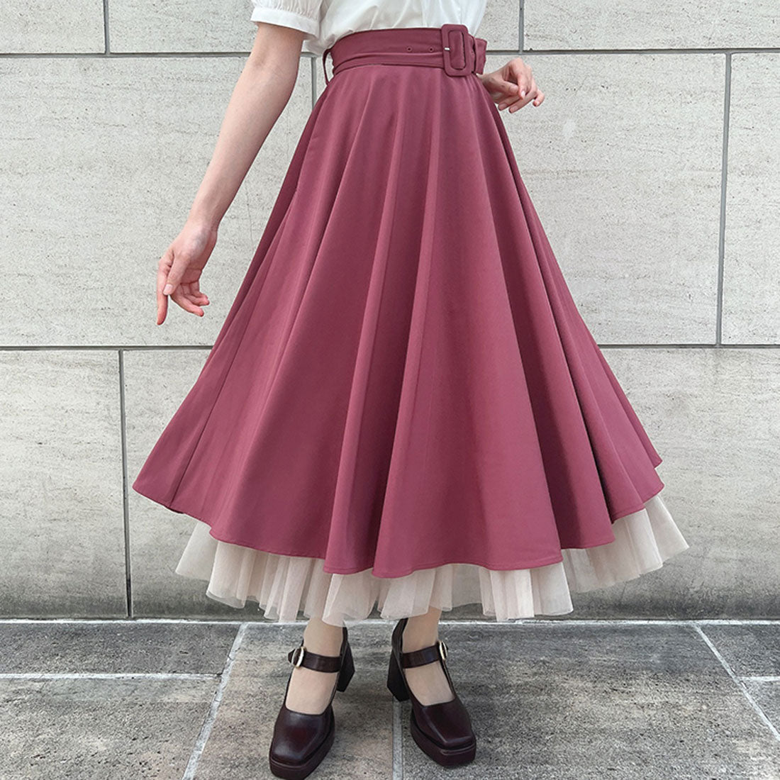 アンアナザーアンジェラス an another angelus 【洗える・接触冷感】パニエサーキュラースカート （DARK PINK） DARK PINK