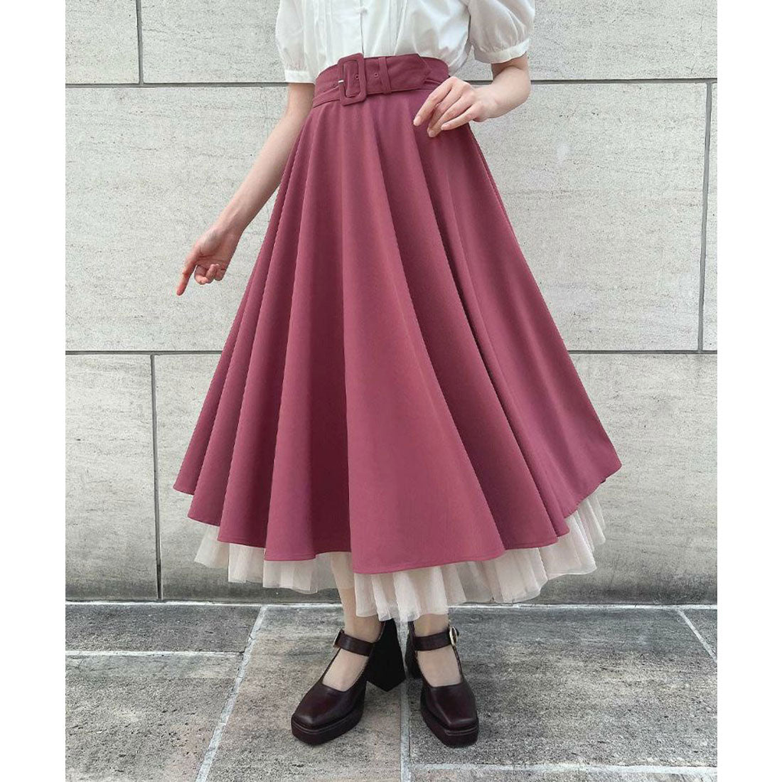 アンアナザーアンジェラス an another angelus 【洗える・接触冷感】パニエサーキュラースカート （DARK PINK） DARK PINK