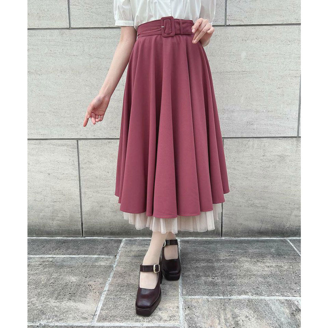 アンアナザーアンジェラス an another angelus 【洗える・接触冷感】パニエサーキュラースカート （DARK PINK） DARK PINK