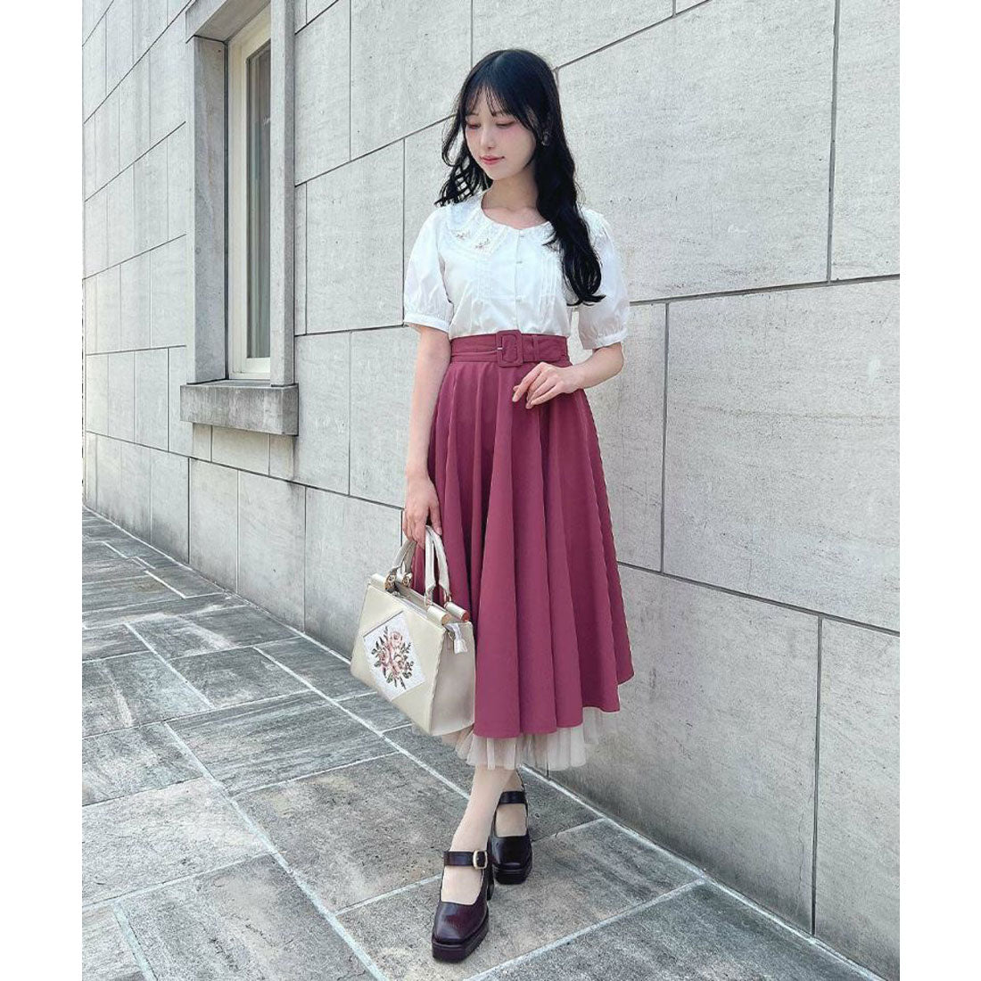 アンアナザーアンジェラス an another angelus 【洗える・接触冷感】パニエサーキュラースカート （DARK PINK） DARK PINK