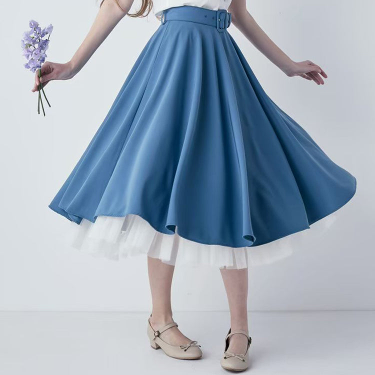 アンアナザーアンジェラス an another angelus 【洗える・接触冷感】パニエサーキュラースカート （BLUE） BLUE