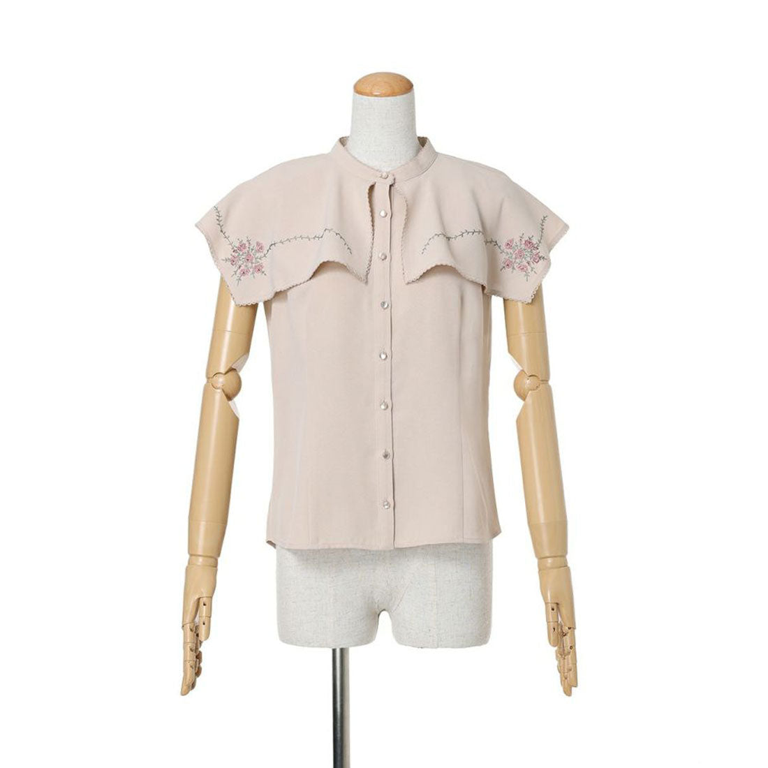 アンアナザーアンジェラス an another angelus 【洗える】スクエアケープ衿ローズ刺繍ブラウス （PINK BEIGE） PINK BEIGE