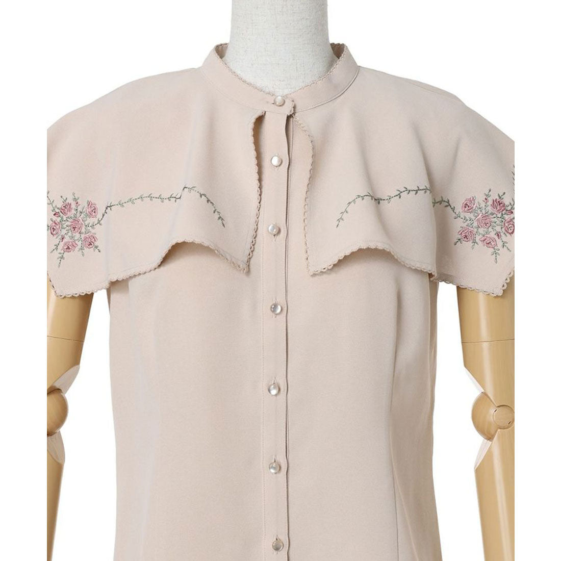 アンアナザーアンジェラス an another angelus 【洗える】スクエアケープ衿ローズ刺繍ブラウス （PINK BEIGE） PINK BEIGE