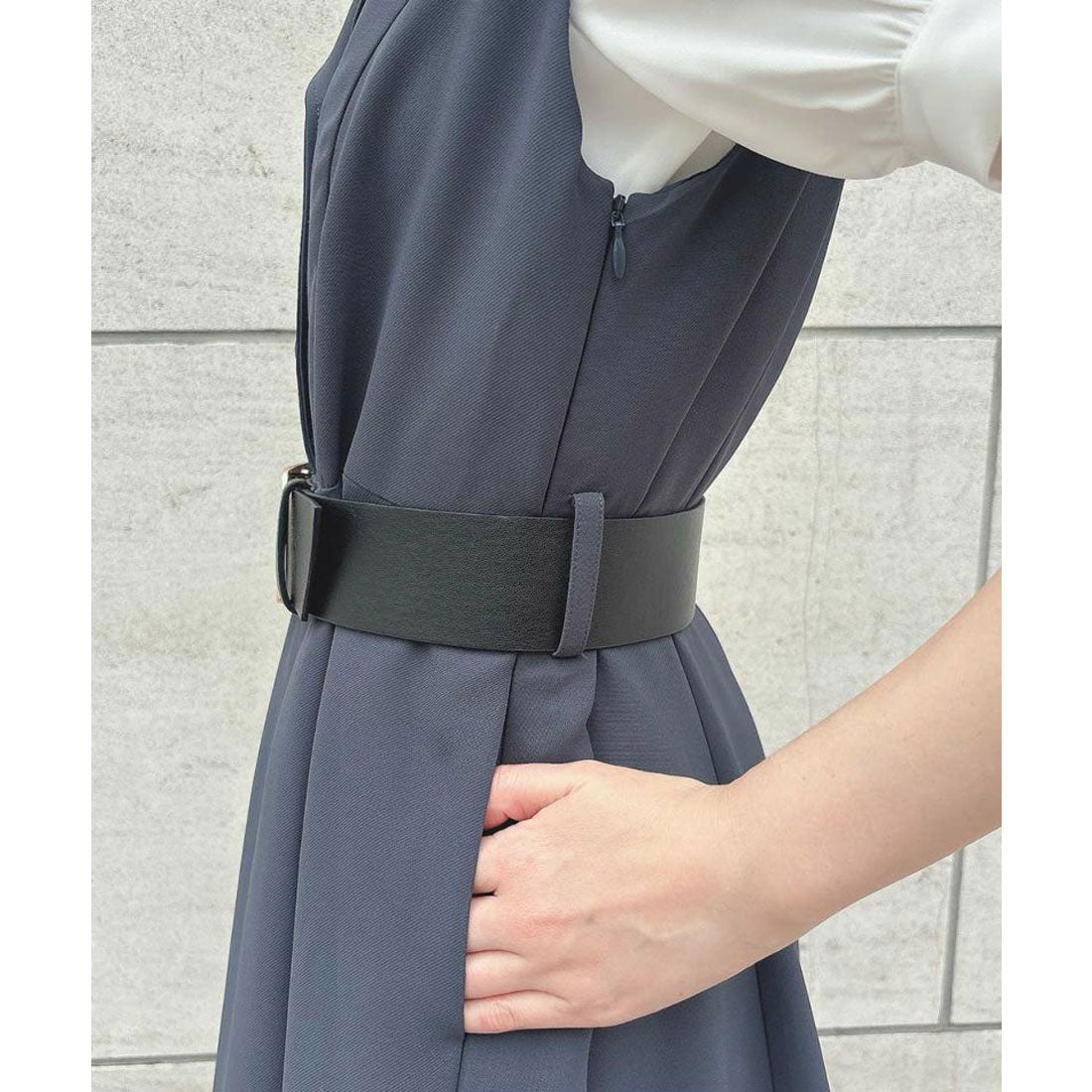 アンアナザーアンジェラス an another angelus 【洗える】ベルト付き開衿ジレワンピース （GRAY） GRAY