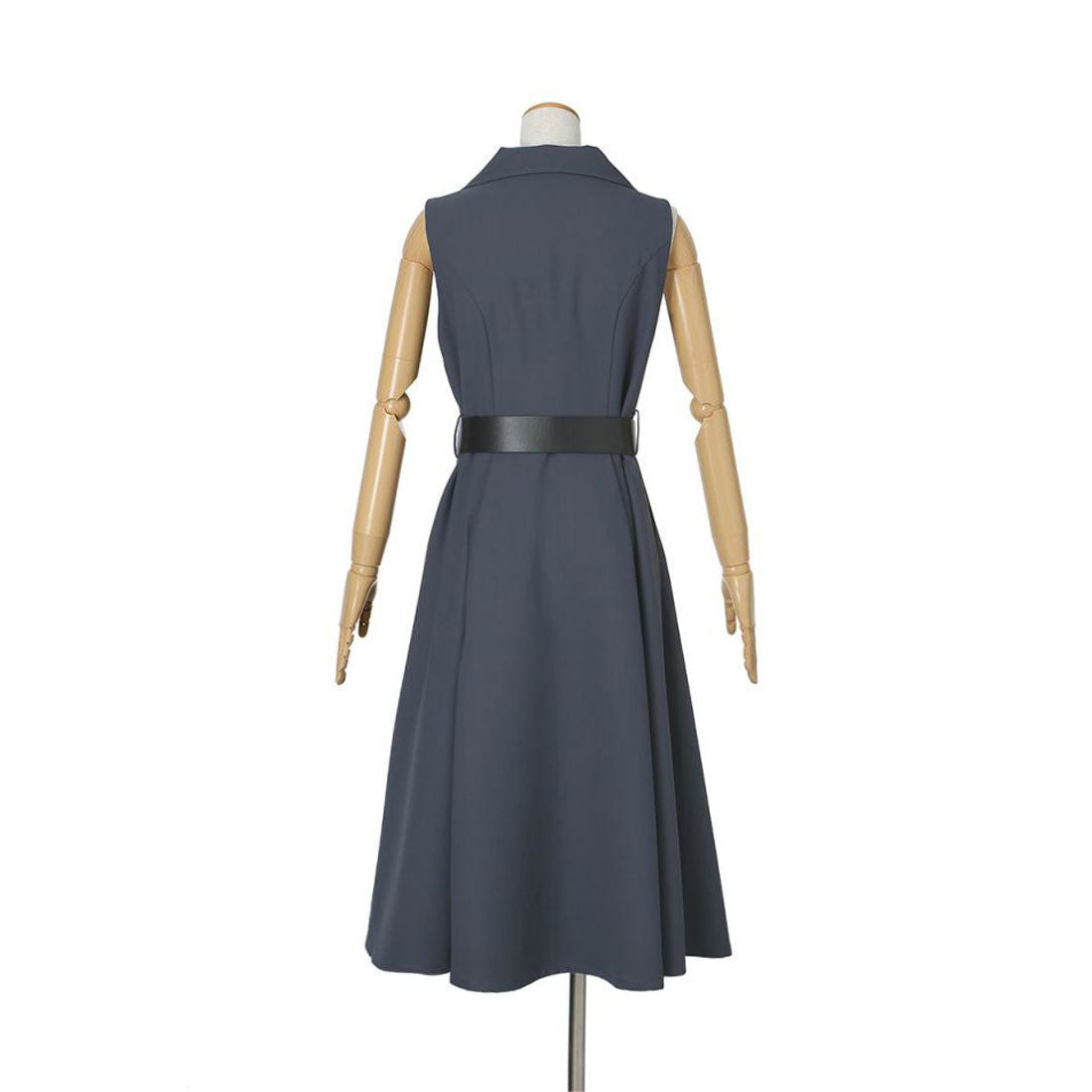 アンアナザーアンジェラス an another angelus 【洗える】ベルト付き開衿ジレワンピース （GRAY） GRAY