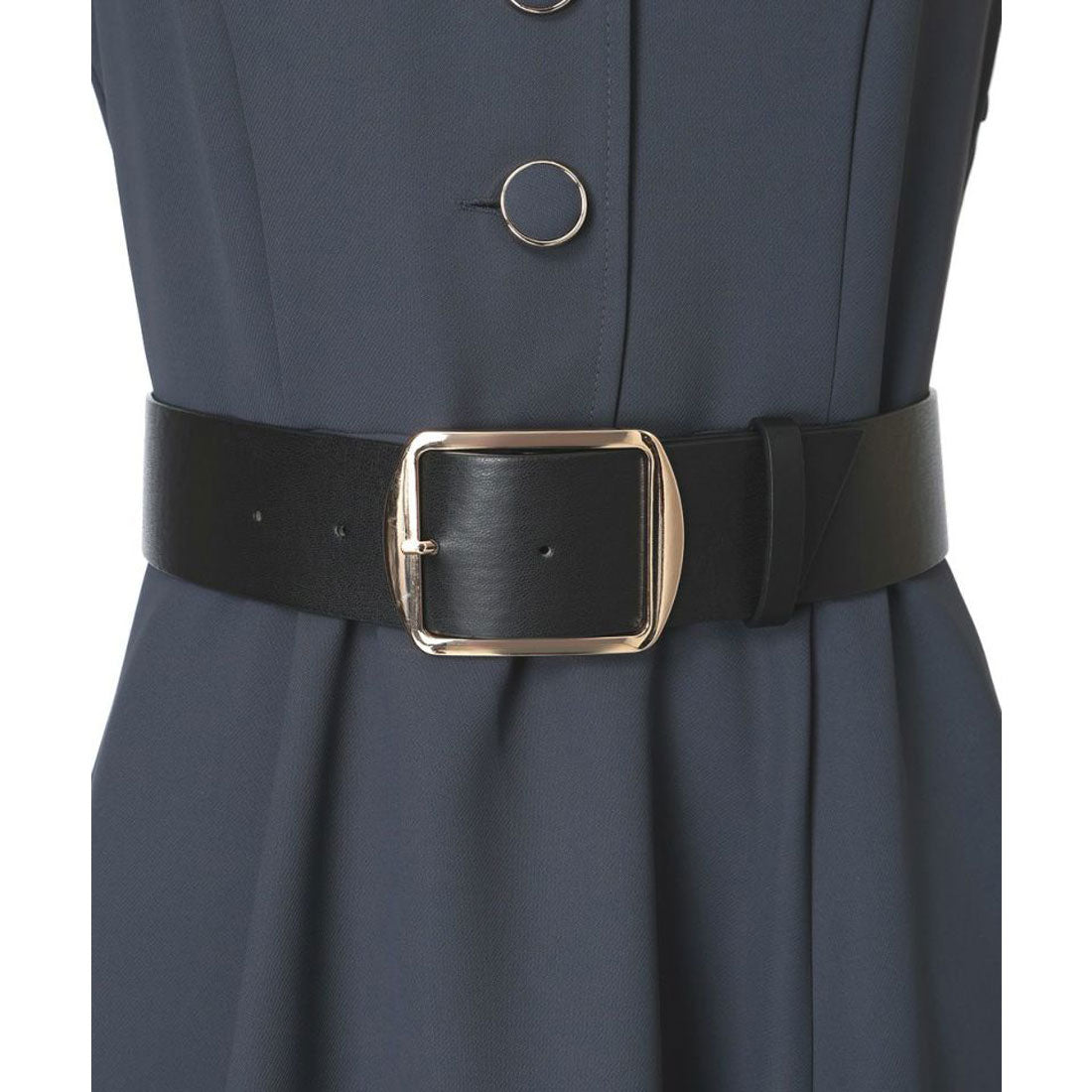 アンアナザーアンジェラス an another angelus 【洗える】ベルト付き開衿ジレワンピース （GRAY） GRAY